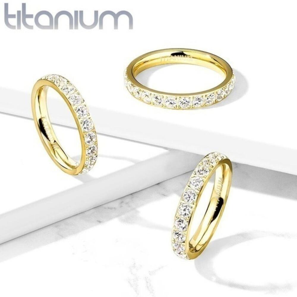 New CZ Gold Titanium Eternity Band size 7